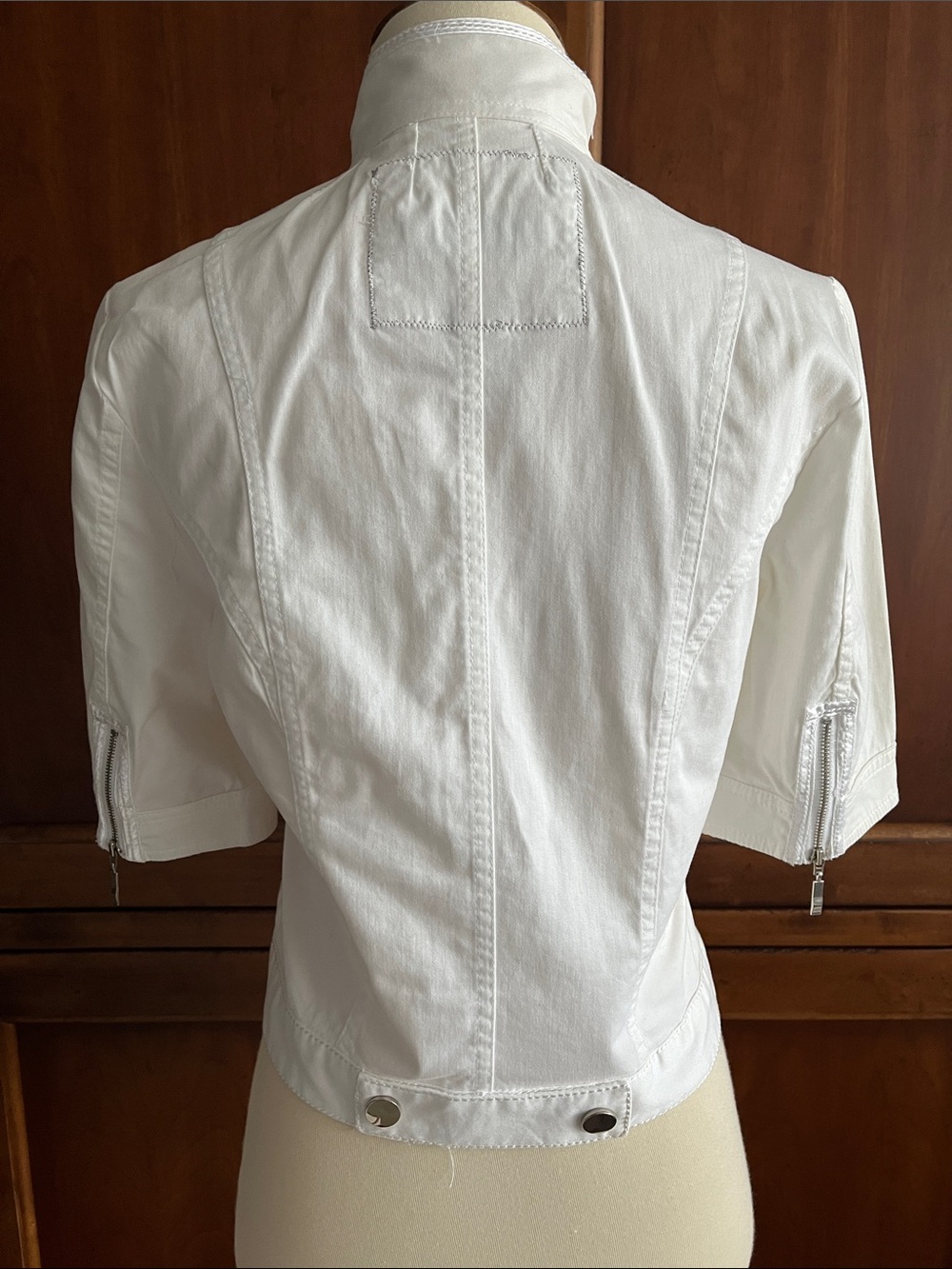 White House Black Market White Satin-Trim Jacket EUC Size 2 - Picture 5 of 13